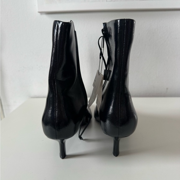 Zara Glossy Black Kitten Heeled Boots - Picture 5 of 6